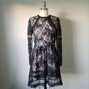 Alice & Olivia Janae Lace Mini Dress in Black